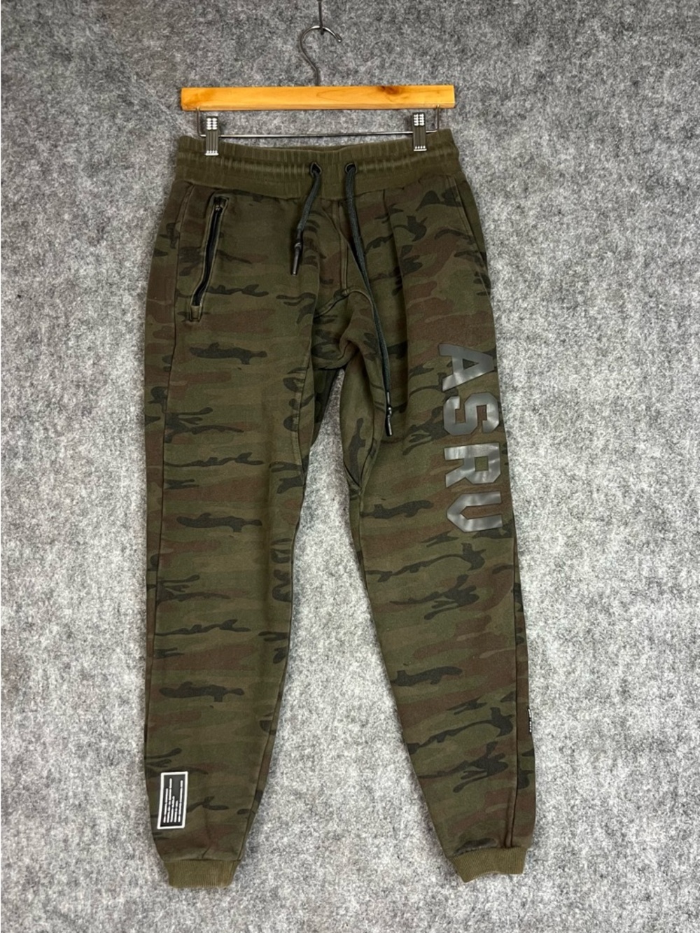 ASRV Olive Green Camo Tech Joggers with Side Logo Men Size Medium